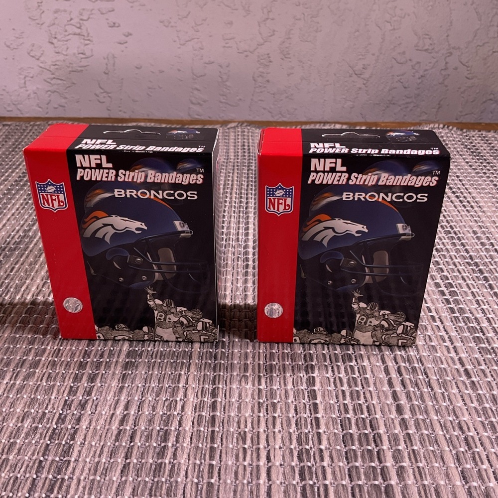 2X NEW BOXES OF DENVER BRONCOS NFL FOOTBALL POWER STRIP BANDAGES BAND-AIDS!